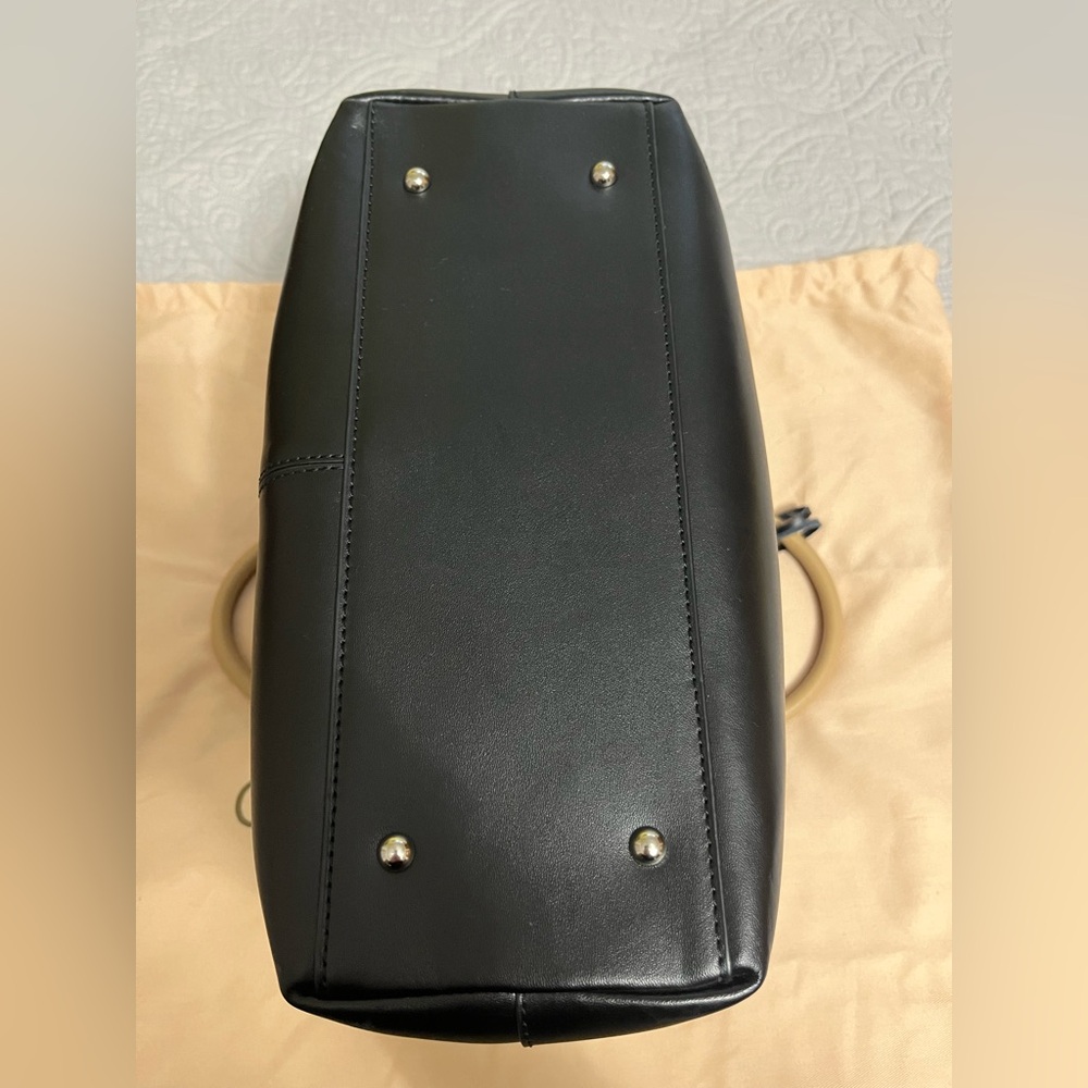 CHARLES JOURDAN PARIS NWT Black and Tan Leather Dome Satchel never carried - Picture 6 of 16